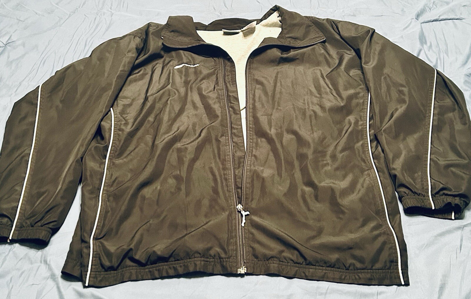 Vtg Reebok Windbreaker Jacket Mens XXL Embroidered Logo Zip-Up Lined Black