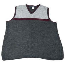 Vintage 90s JJ Browne V Neck Sweater Vest 2X Gray Acrylic Pullover Made in USA