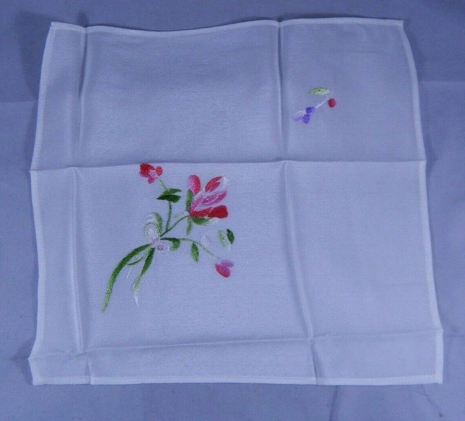 Pañuelo vintage 100 % seda Hunan Kaihui bordado artesanal 10"x10" Xiang Foto 2 de 4