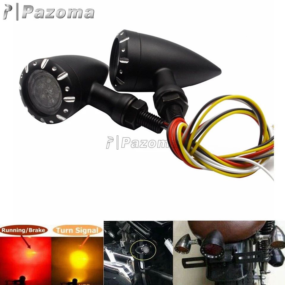 Luz de funcionamiento de freno 3 en 1 personalizada para Harley Honda BMW señales LED de giro de bala Foto 3 de 4