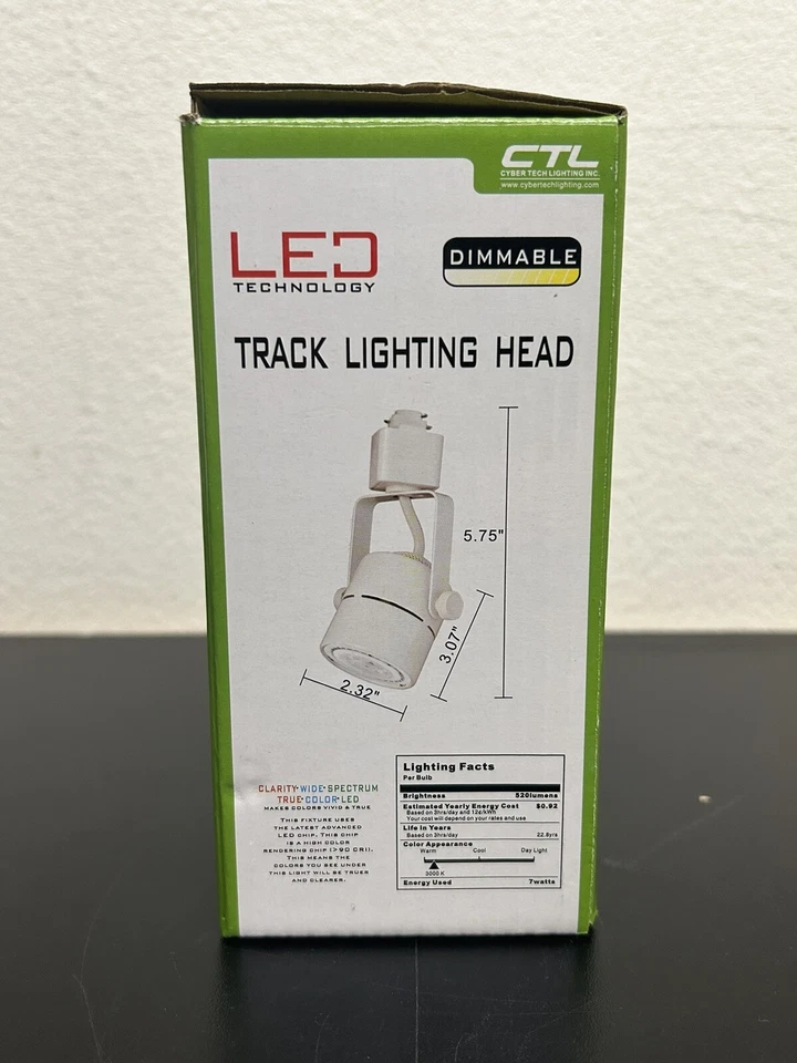 CTL Track Lighting Head LED White Dimmable Pivoting Head Compatible w/Halo Track - Image 4 of 4