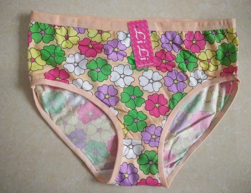 Women Panties Cozy Cotton Briefs Flower pattern Underwear Orange Lingerie 06