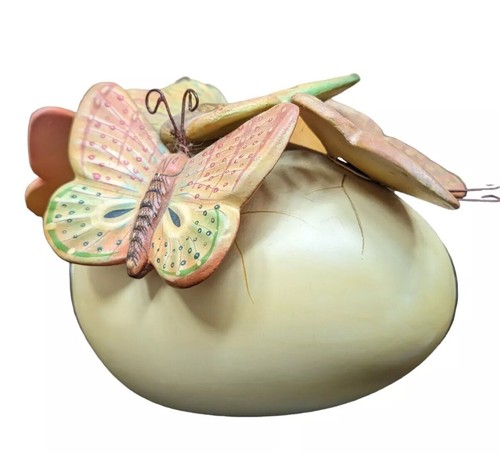 Sergio Bustamante Butterfly Egg Sculpture Art Figurine Vtg 1990s Butterflies - Picture 12 of 24