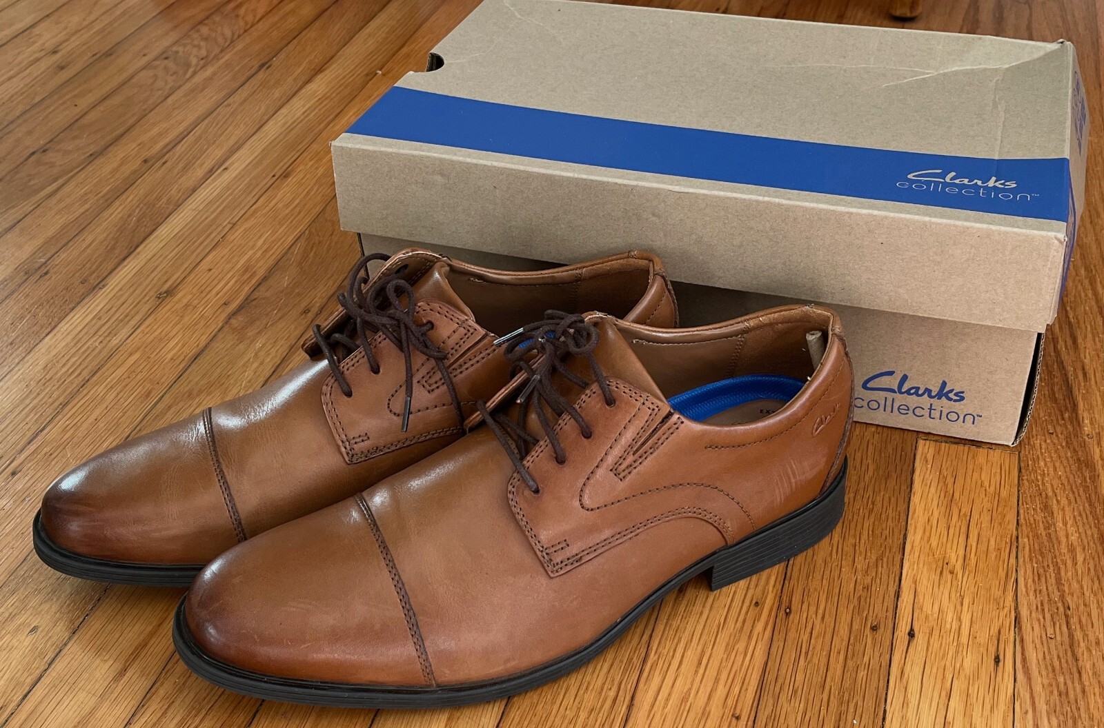 SAOLA Scarpe Oxford Clarks da uomo in pelle marrone scuro con cappuccio Whiddon US 11 5 M indossate una volta!