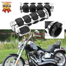 7/8" 1" Motorcycle Handle Bar Hand Grips Chrome For Honda Suzuki Kawasaki Yamaha