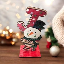 Christmas JOY Mini Sign Wooden Snowman Stand Tiered Tray Farmhouse Decor Rustic