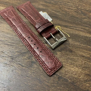 Bracelet montre Gucci 23 mm véritable alligator bordeaux avec boucle 7,6" AUTHENTIQUE