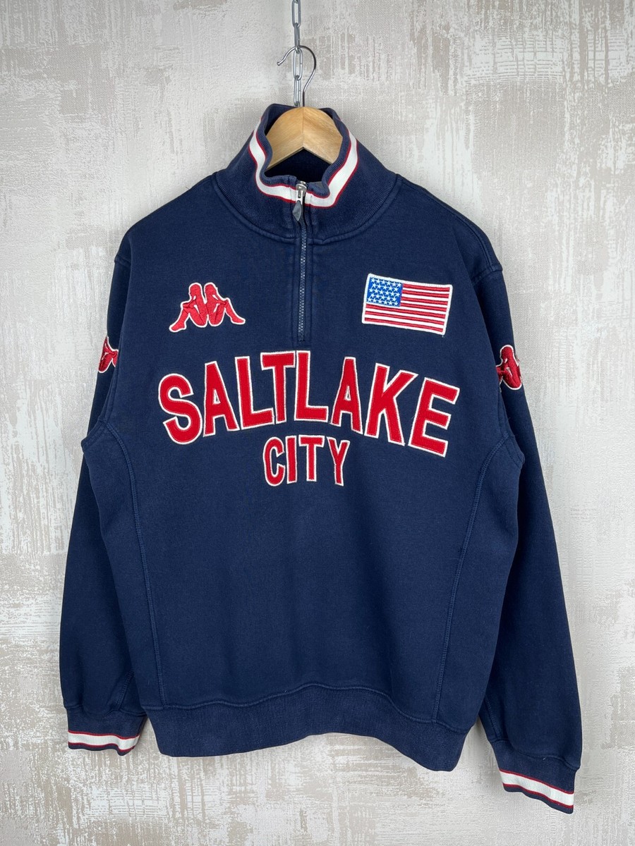 Vintage Salt Lake City USA Pullover Sweatshirt Half Zip Kappa
