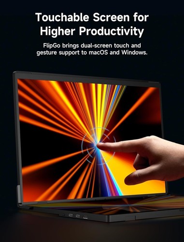 JSAUX Flipgo 16" 2.5K Dual Touchscreen Portable Monitor, Triple Laptop Touch IPS - Picture 5 of 8