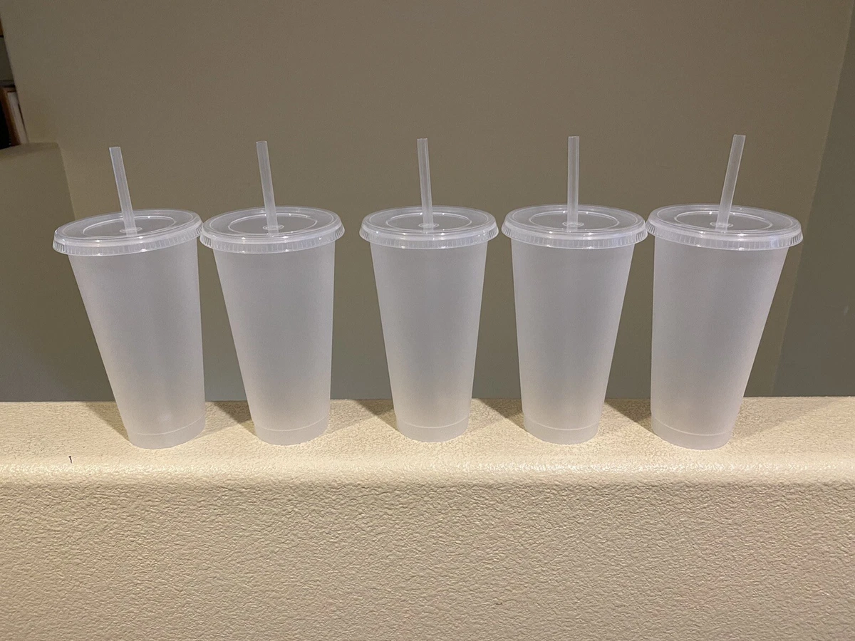 Reusable Plastic Cups With Lids 24oz Venti Size Craft Clear Cup 4 Sets Bulk  DIY