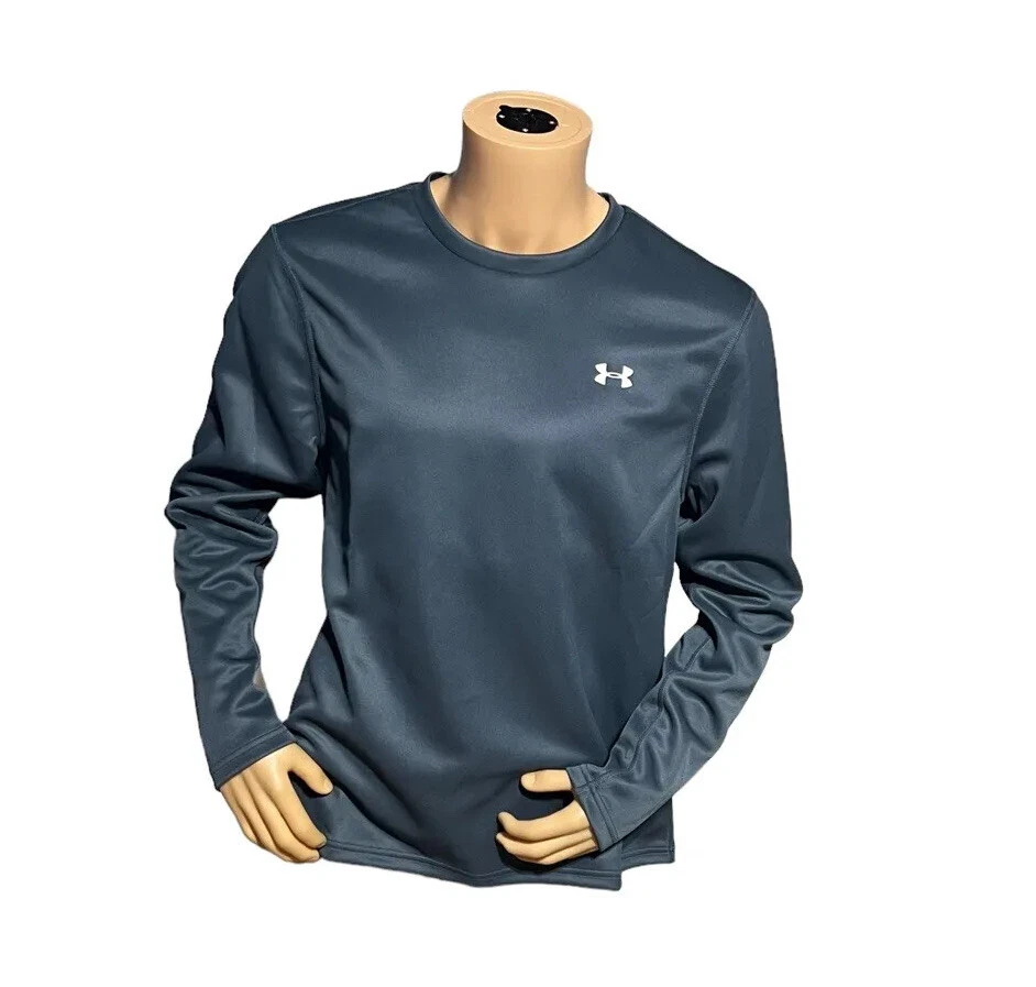 Under Armour Men Long Sleeve Double Knit Crew Shirt 1362873 073 Wire Gray Sz Sm