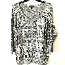 Lane Bryant Black  White Boyfriend 3/4 Sleeve Sweater Cardigan Size 26/28