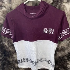 On fire women’s act like a boss , graphic  shirt  hooded Size XL