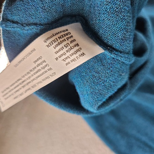 EILEEN FISHER XS Boxy Oversized Sweater Merino Wool Blend Blue - Green Size XS - Picture 4 of 10