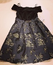 eliza J Contrasting Puffy Off Shoulder Cocktail Midi Dress Sz 6 