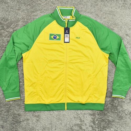 FILA Brazil Track Jacket Men's Size 3XL Big and Tall Yellow Green Soccer