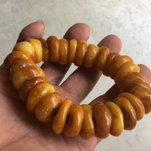 Natural yellow Red Mexico Amber beeswax Bracelet Mala Practice Easter Calming - Picture 6 of 7