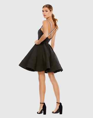 New IEENA for MAC DUGGAL Black Square Neck Mini Fit and Flare Dress Sz 8 |  eBay