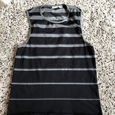 Gilet sportivo uomo Calvin Klein senza cuciture elasticizzato senza maniche nero grigio righe XL