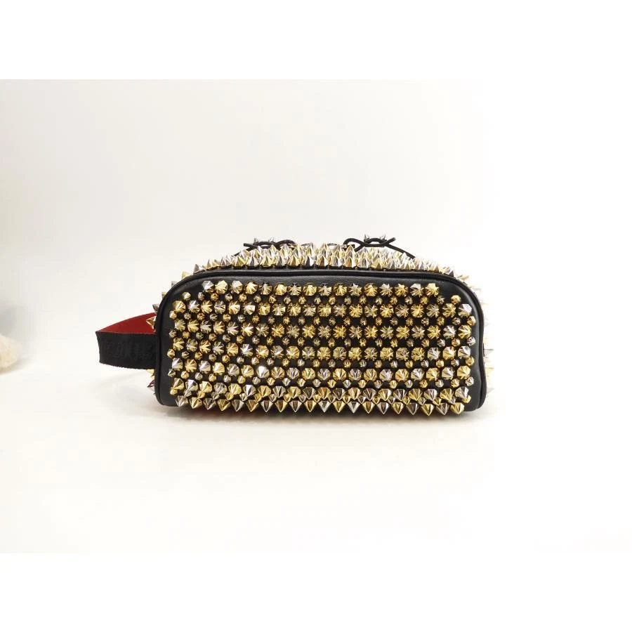 Christian Louboutin clutch bag Blaster leather black gold and silver studs Men's