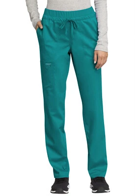 Cherokee Workwear Scrubs Tapered Leg Drawstring Petite Pant WW105P TLB Teal - Image 1 of 4