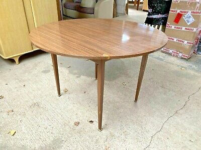 Vintage Mid Century Brown Formica Round, Round Formica Dining Table