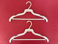 Miss Elaine Set 2 Retail Clothes Hangers Designer White Plastic Gold Logo Vtg