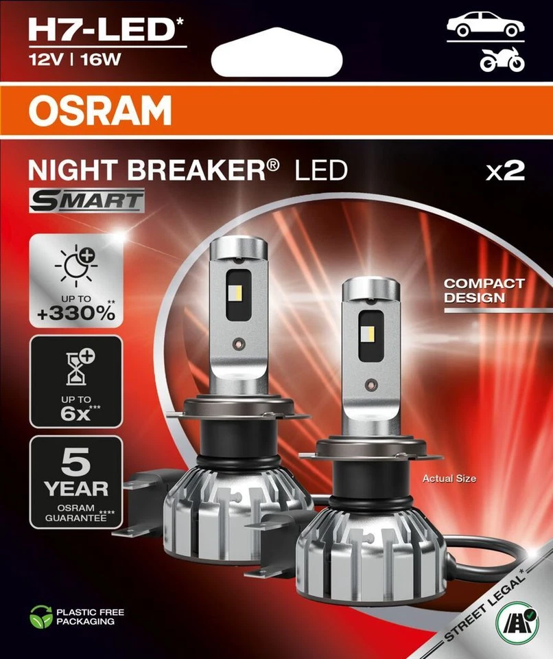 2x OSRAM H7 LED Night Breaker SMART Lampe Scheinwerfer Nachrüstlampe Zulassung - Bild 2 von 4