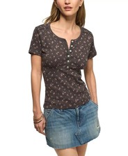 LUCKY BRAND BlACK FLORAL CROCHET TRIM SHORT S...