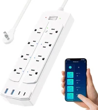 2 Prong Smart Power Strip, 1200J Surge Protector, 2 (1200J), White 