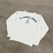 Vintage 50s retro college Champion frat flock print sweatshirt Xi Lambda Omega M