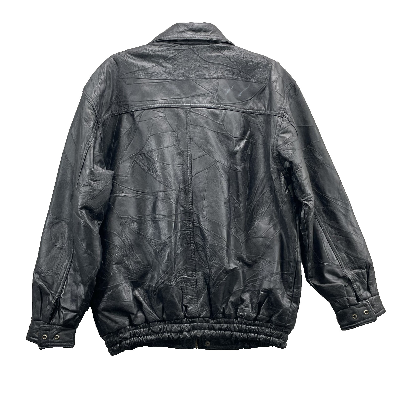 Genuine Leather Patchwork Bomber Jacket Men's XL … - image 2