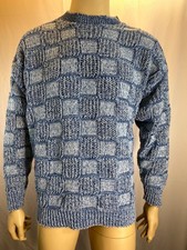 VTG 80s Chunky Pullover USA Sweater Textured L Fisherman Grandpa Crew 80 Cotton