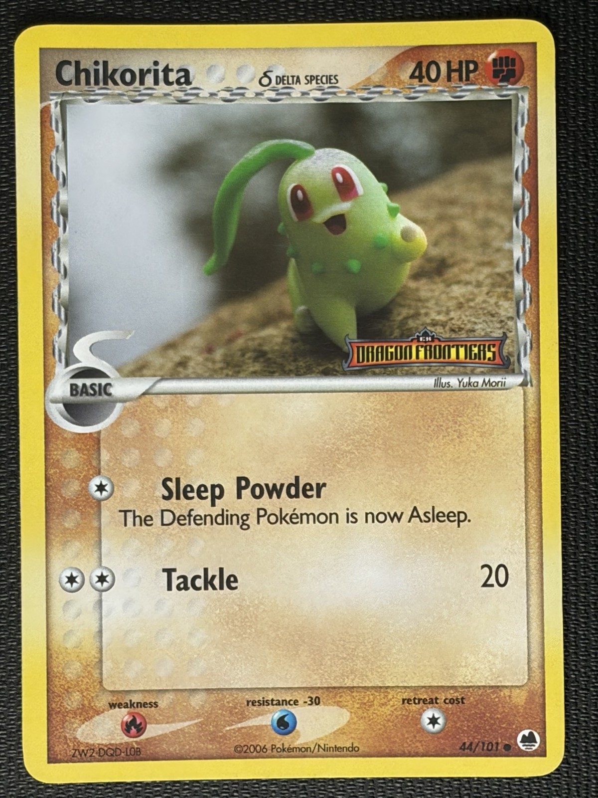 Chikorita 44/101 EX Dragon Frontiers Stamped Reverse Holo Pokémon Card LP