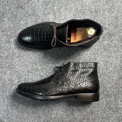 NEW Dino Bigioni Boots Mens 11 Black Leather Lace Up Chukka Lined Made Italy