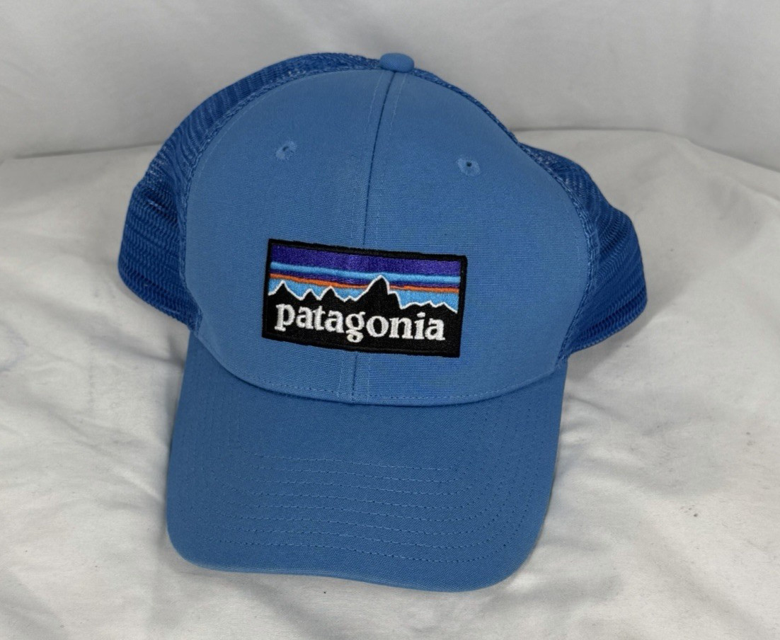 Patagonia Mountains Logo Snapback Cap Adult Adjustable Blue  Mesh Back Hat