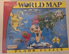 World Map Floor Puzzle New Melissa Doug 33 Jumbo Pieces 2x3 Feet