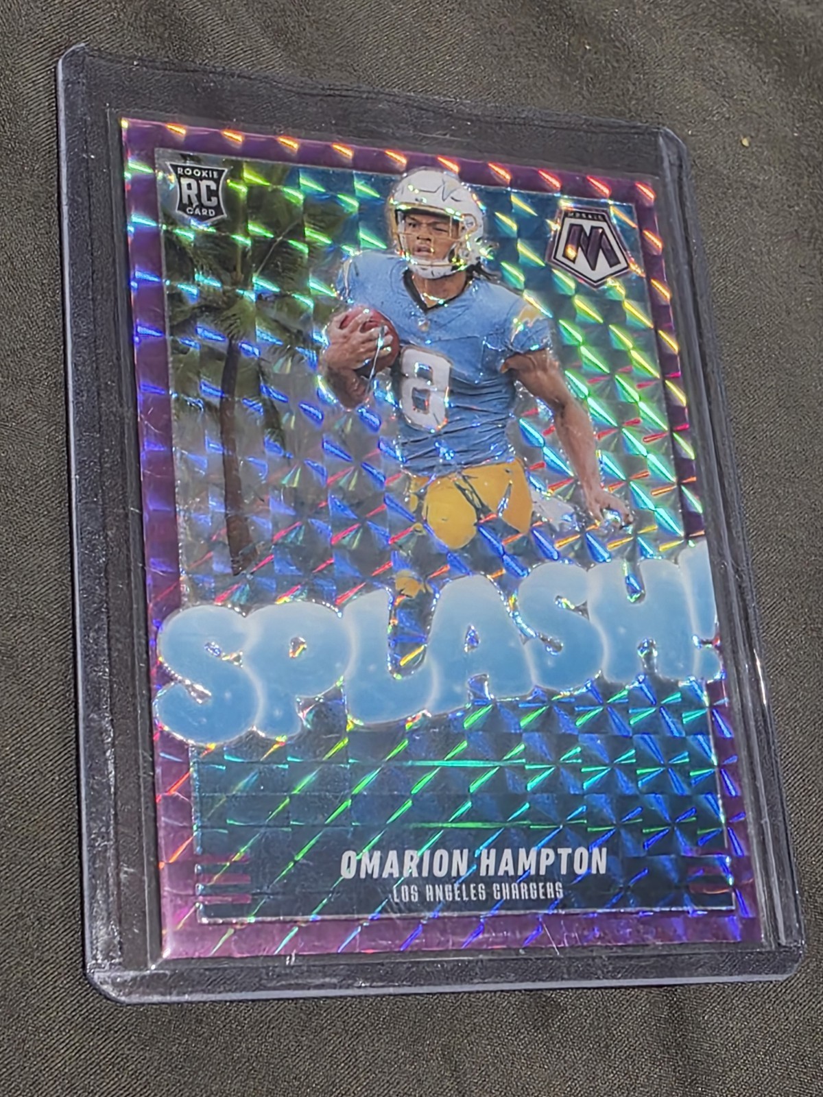 2025 Panini Mosaic OMARION HAMPTON RC Splash Purple #/49  RC LA CHARGERS