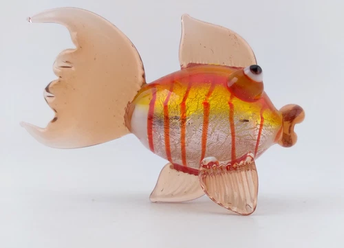 Murano Glass Fish Figurine miniature 3" Goldfish