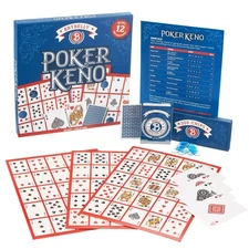 Poker Keno Game Set with Cards and Chips - Adult Family Casino Board Game Nig...