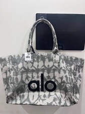 ALO Yoga Gray Tie Dye Canvas Cotton Tote Bag Large Travel  Gym Carry On NWT