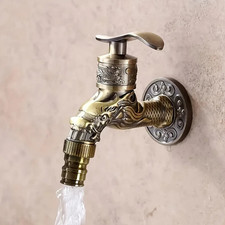 1set Elegant Vintage Golden Dragon Wall Faucet Single Cold Water Tap Set - NEW