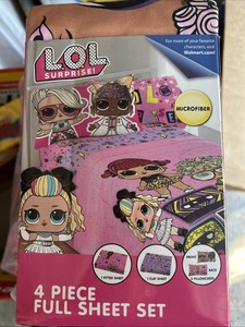 LOL Surprise 4 Piece Microfiber FULL Bedding Sheet Set & Pillowcase Kids Girls  