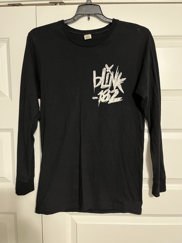 Blink 182 Punk Rock Metal Band Black Graphic Logo Long Sleeve T-Shirt Sz M Used