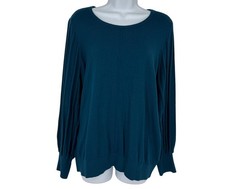 Chicos Teal Blue Scoop Neck Long Sleeve Pullover Sweater Women's Size 3 US XL