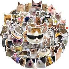 100 Pcs Funny Cat Stickers Cute Cat Meme Sticker for Adults Teens Funny Animal