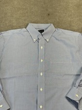 Jos A Bank Travelers Mens 17-33 Blue Long Sleeve Button Up Pocket Dress Shirt
