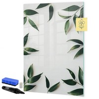 Glas Whiteboard ZubehöRset Mit Schwarzem Marker Rahmen Aus GrüNen BläTtern