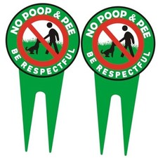 No Dog Poop Signs - 2 Pcs Aluminum 11.8" x 5.9" Respect Signs Double Green