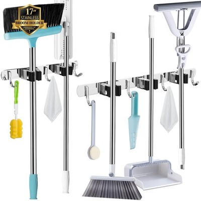 AceMining 3 Racks and 4 Hooks & 2 Racks and 3 Hooks Broom and Mop Holder Wall...